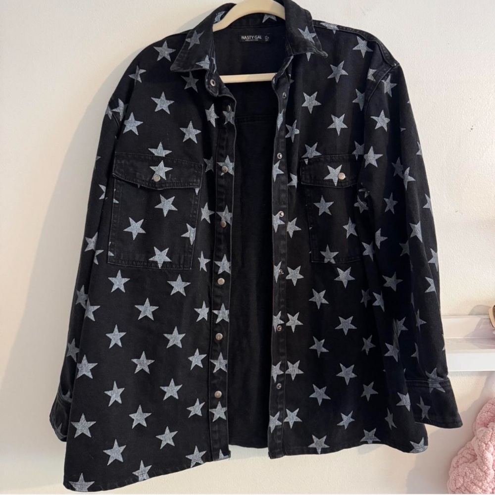 Nasty Gal black star print denim jacket